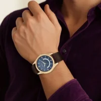 Lagan Blue Dial Analog Leather Strap Watch for Men