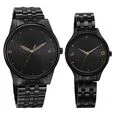 Mixmatched Quartz Analog Black Dial With Black Metal Strap Watch For Couple(Combo) - Image 4