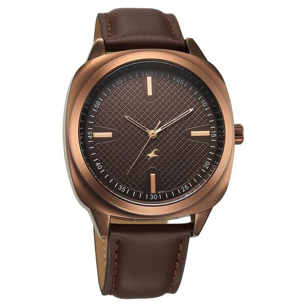 Stunners X Quartz Analog Brown Dial Leather Strap Watch For Guys