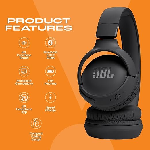JBL Tune 520BT Wireless On Ear Headphones with Mic - Image 2