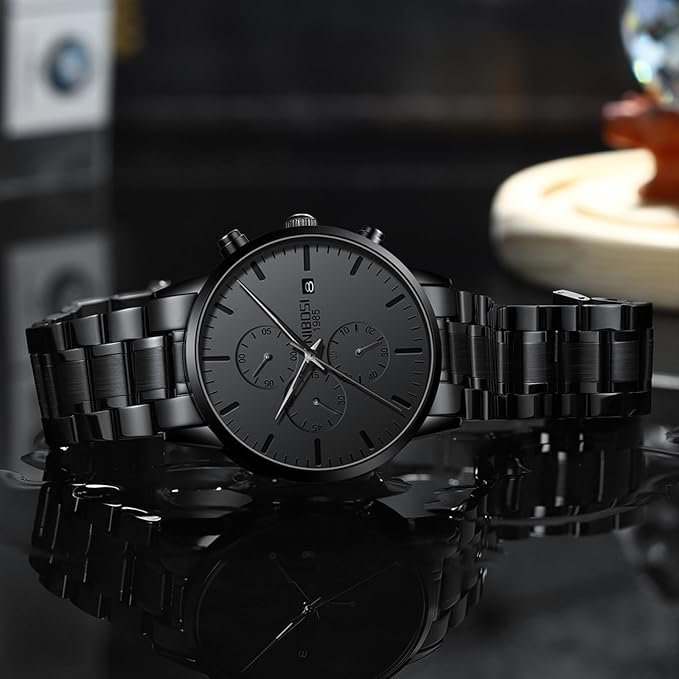 Men's Watches Analog Minimalist Black Dial - Image 4