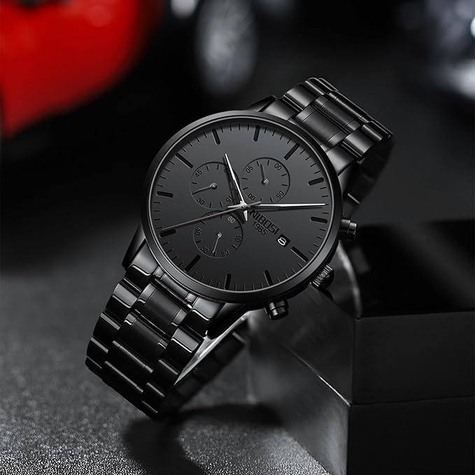 Men's Watches Analog Minimalist Black Dial - Image 2