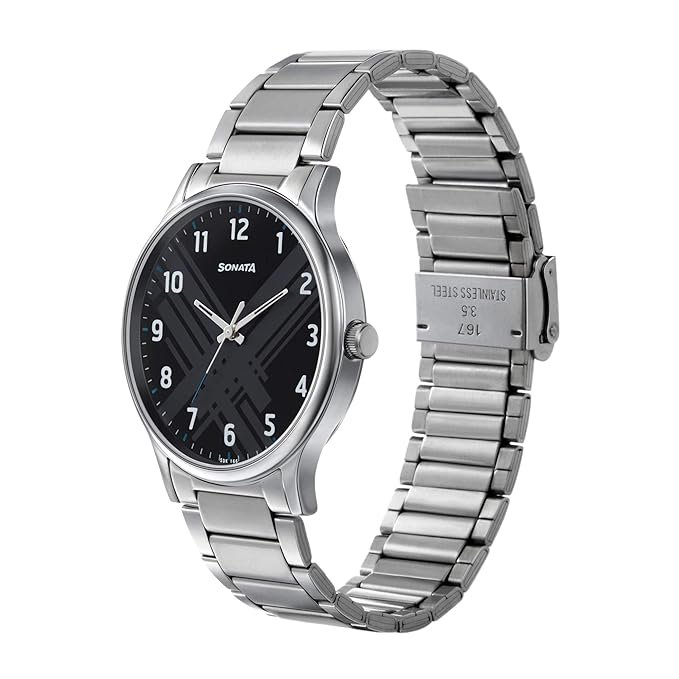 Smart Plaid Quartz Analog Black Dial Silver - Image 2