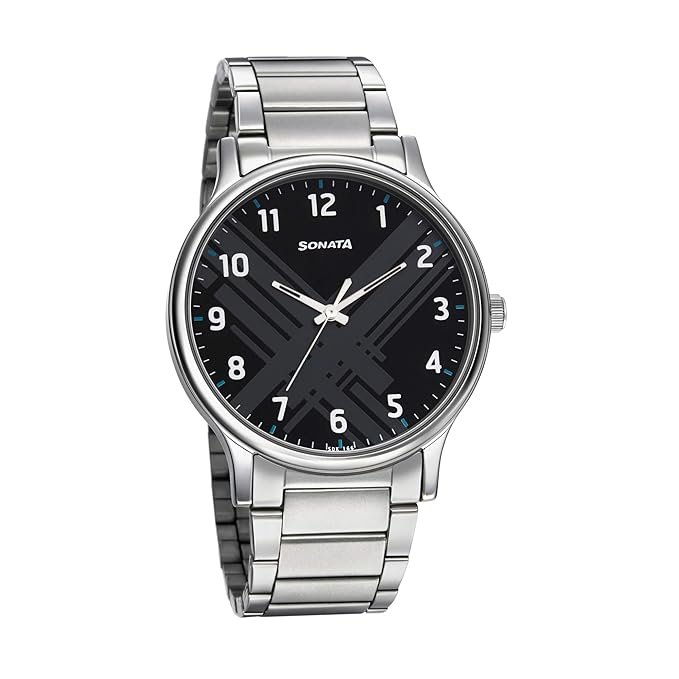 Smart Plaid Quartz Analog Black Dial Silver