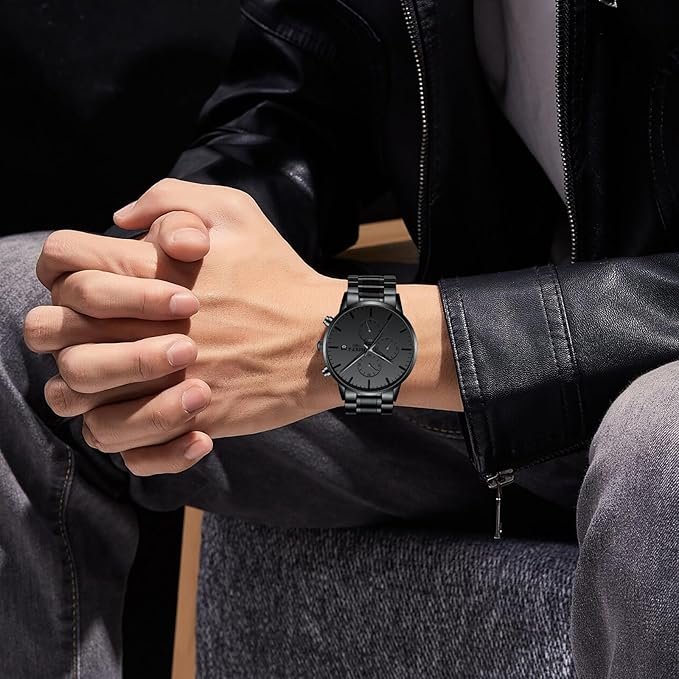 Men's Watches Analog Minimalist Black Dial - Image 6